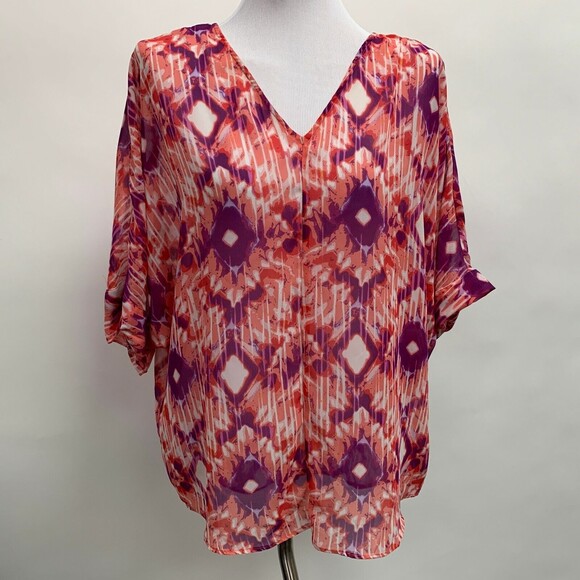 Women's Top Size Large X-Large Multicolor V-Neck - Picture 1 of 5